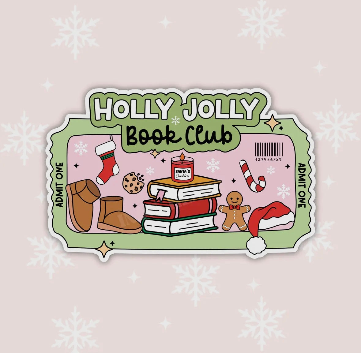 Holly Jolly Book Club Sticker