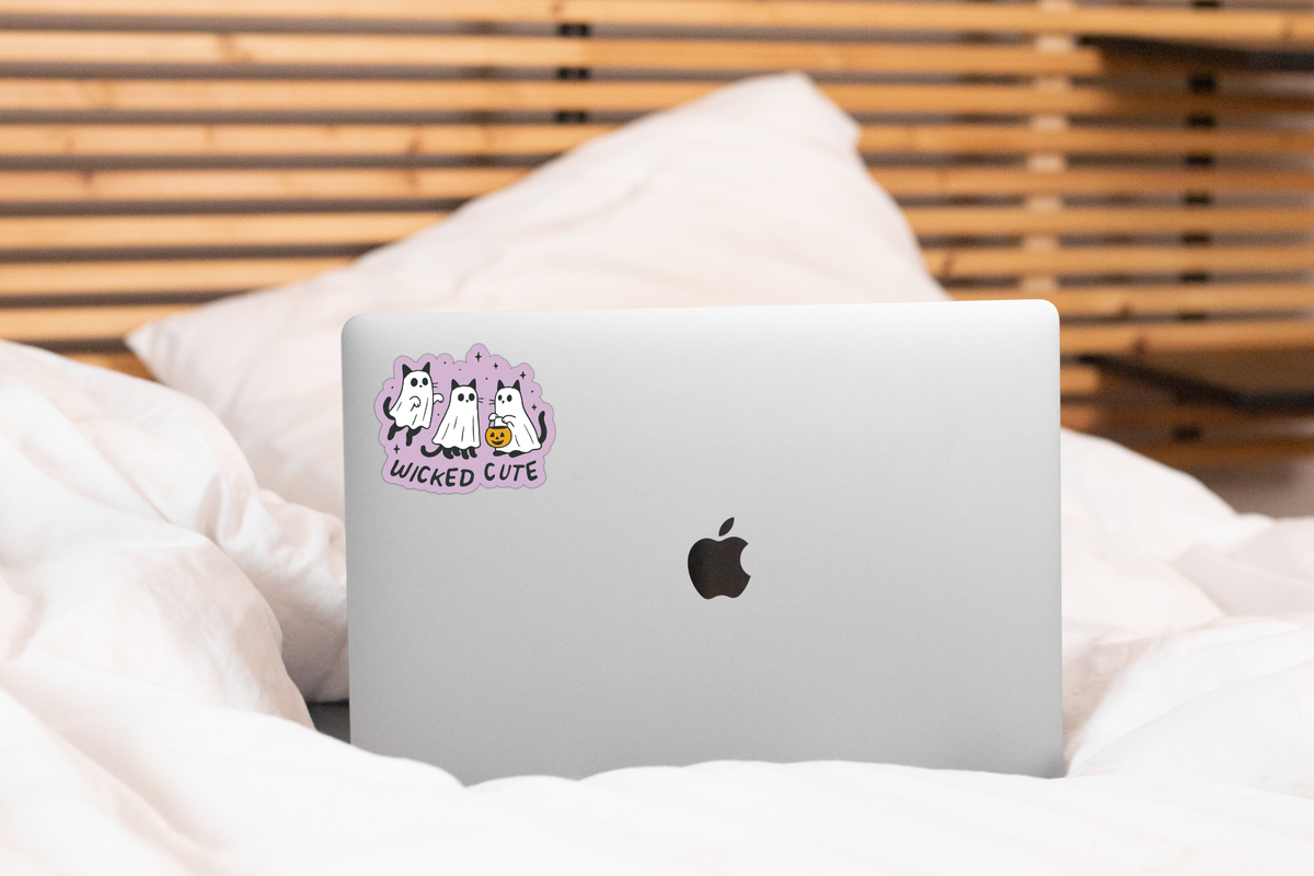 Wicked Cute Sticker - ghost, halloween, black cat, fall