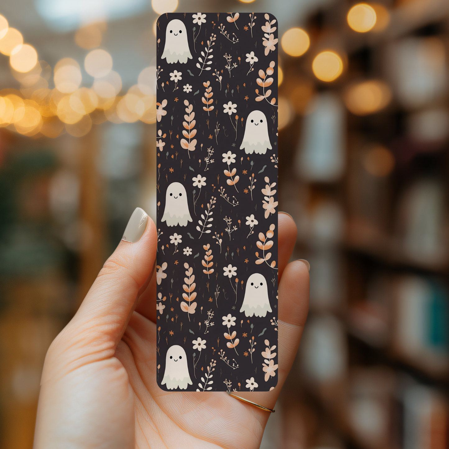 Retro Floral Ghost Bookmark | Fall Reader