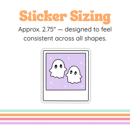 Cute Ghost Polaroid Sticker | Midnight Reader