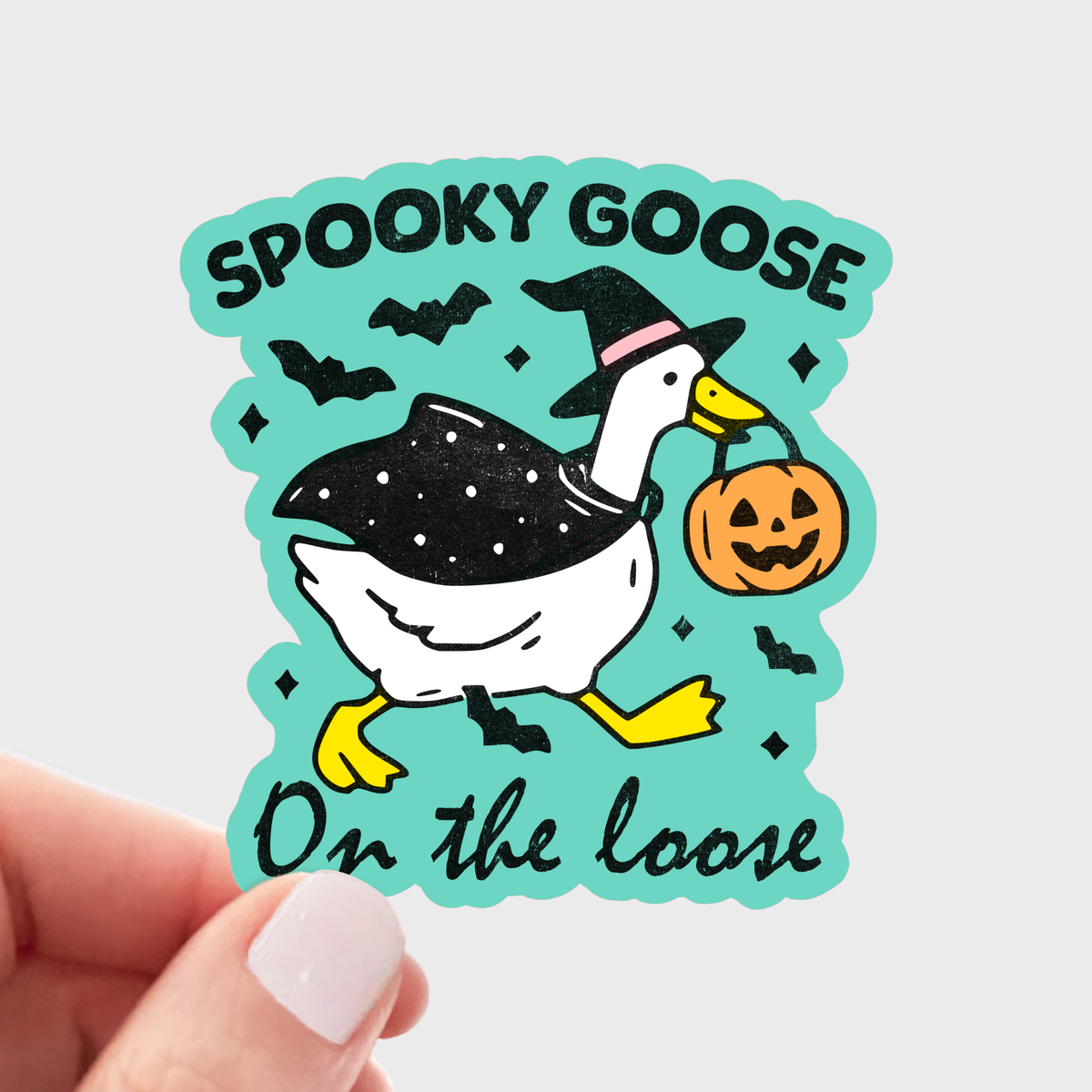 Spooky Goose on the Loose Sticker - silly, halloween, fall