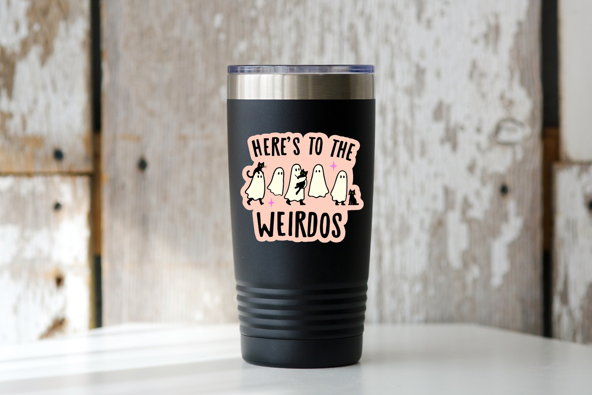 Here's to the Weirdos Sticker - fall, halloween, cat, ghost