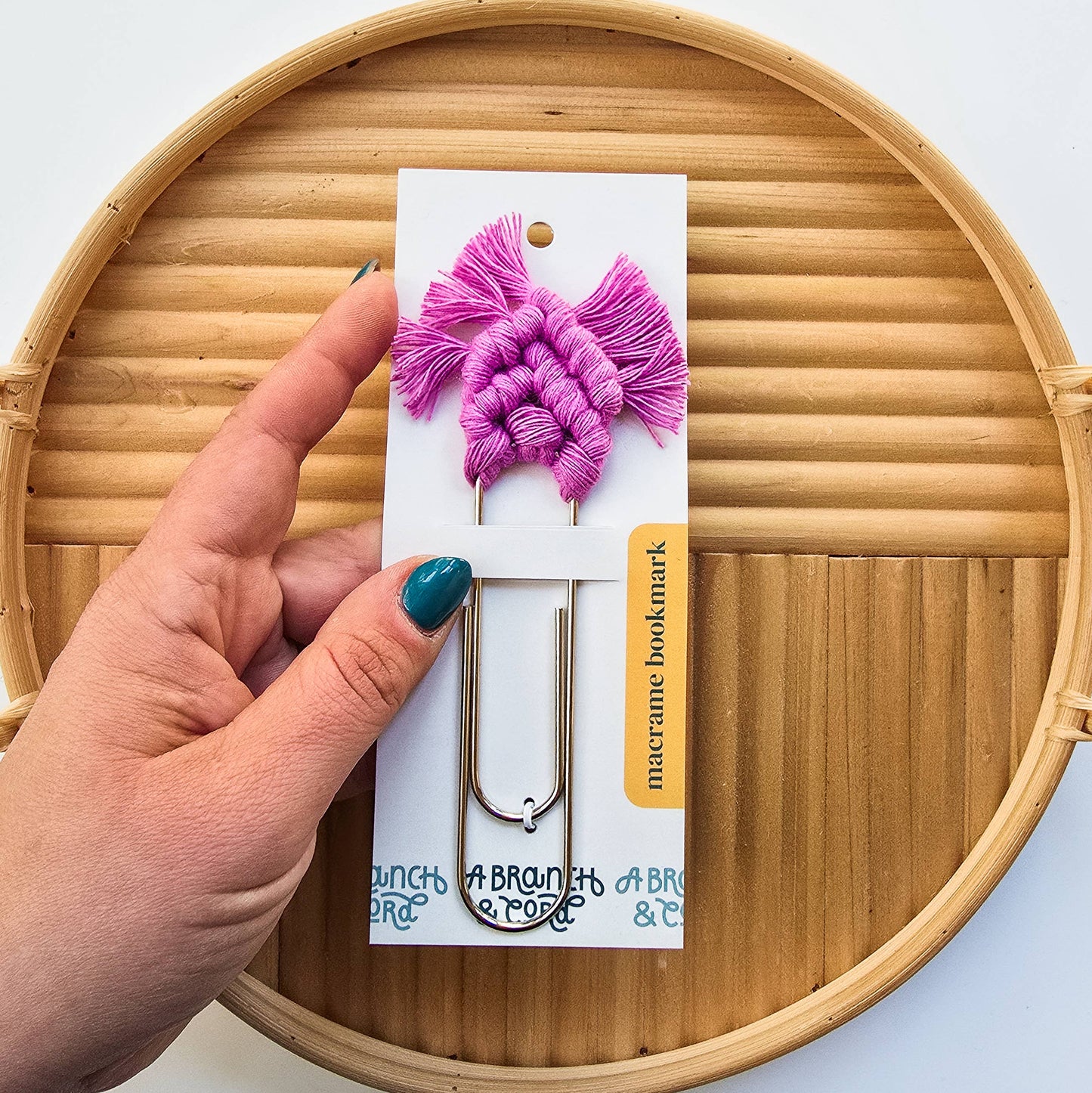 Handmade Macrame Bookmark – Boho Clip for Book Lovers: Lilac