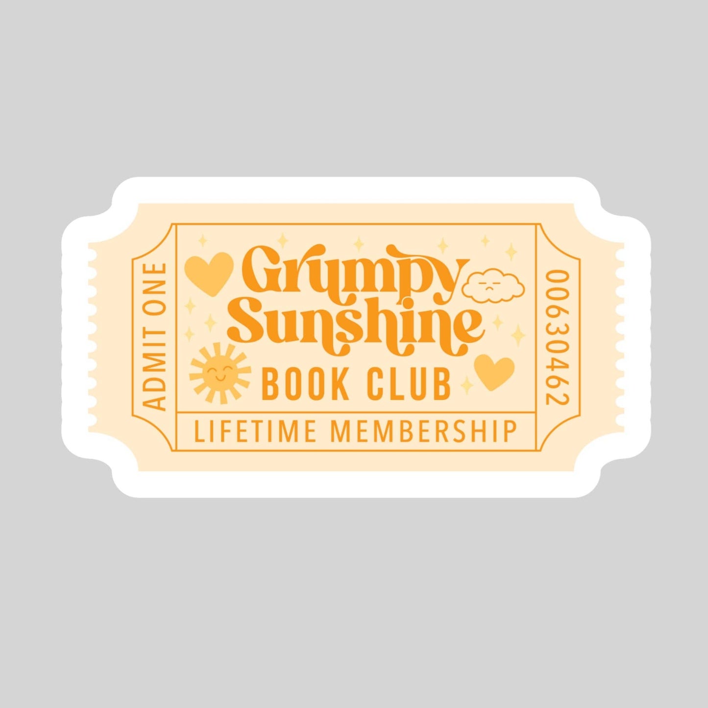 Grumpy Sunshine Book Club Book Reader Sticker – 3" Waterproof Bookish Sticker with Holo Overlay – Reading, Books, Reader Gift, Book Lover