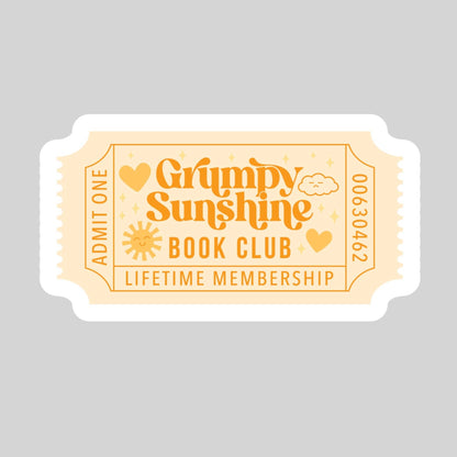 Grumpy Sunshine Book Club Book Reader Sticker – 3" Waterproof Bookish Sticker with Holo Overlay – Reading, Books, Reader Gift, Book Lover