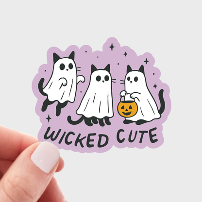 Wicked Cute Sticker - ghost, halloween, black cat, fall