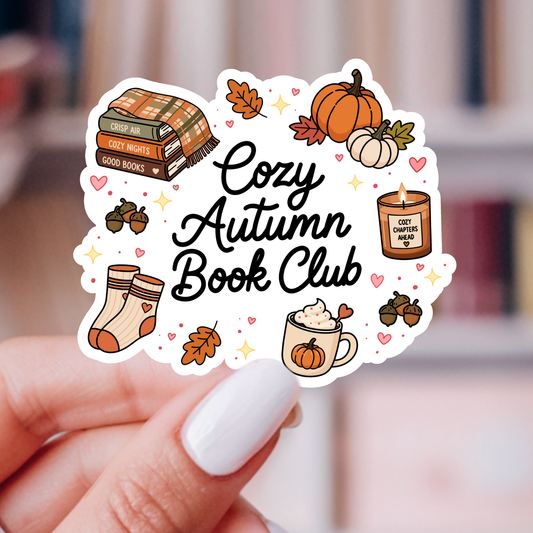 Cozy Autumn Bookclub Sticker– Bookish Fall