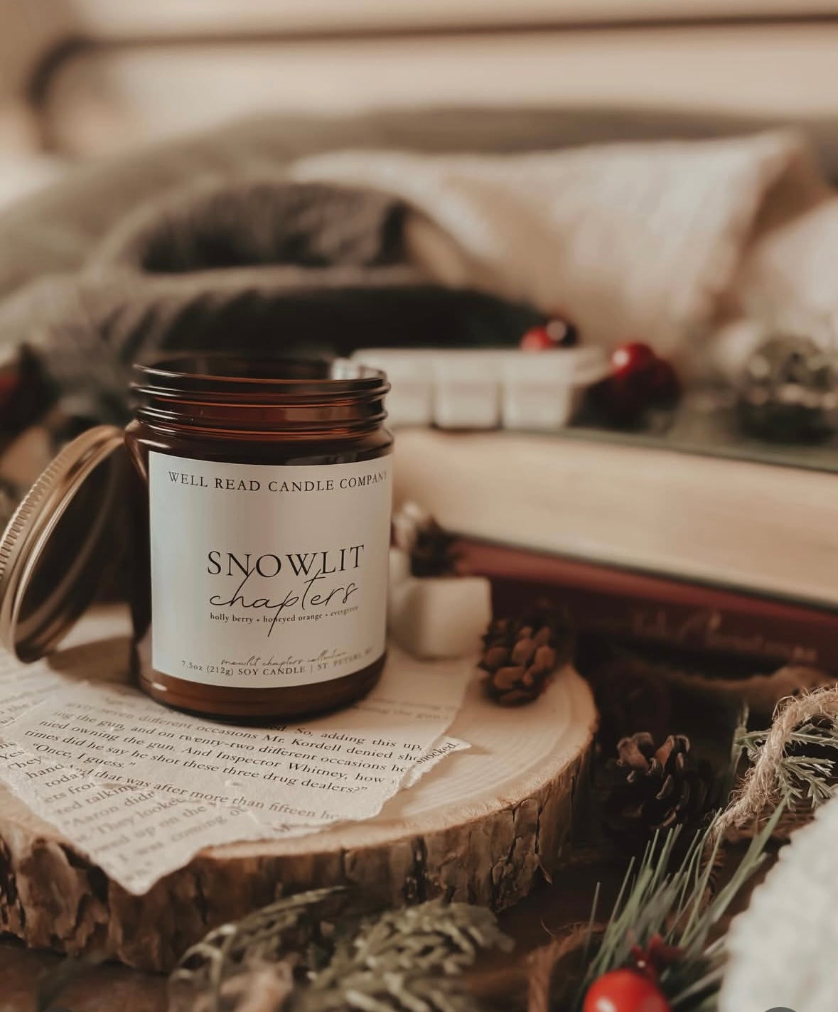 Snowlit Chapters Candle | Well Read Candle Company