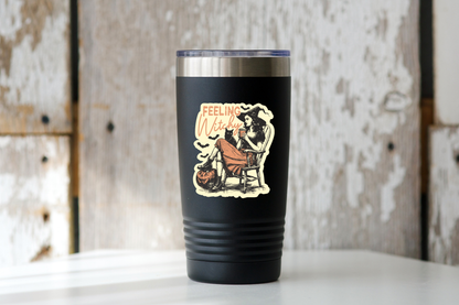 Feeling Witchy Sticker - coffee, cat, witches, halloween