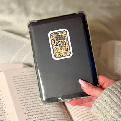 Fantasy Romance Ticket  Book Reader Sticker – 3" Waterproof Bookish Sticker with Holo Overlay – Reader Gift, Book Lover, Bookstore Merch