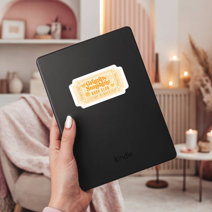 Grumpy Sunshine Book Club Book Reader Sticker – 3" Waterproof Bookish Sticker with Holo Overlay – Reading, Books, Reader Gift, Book Lover