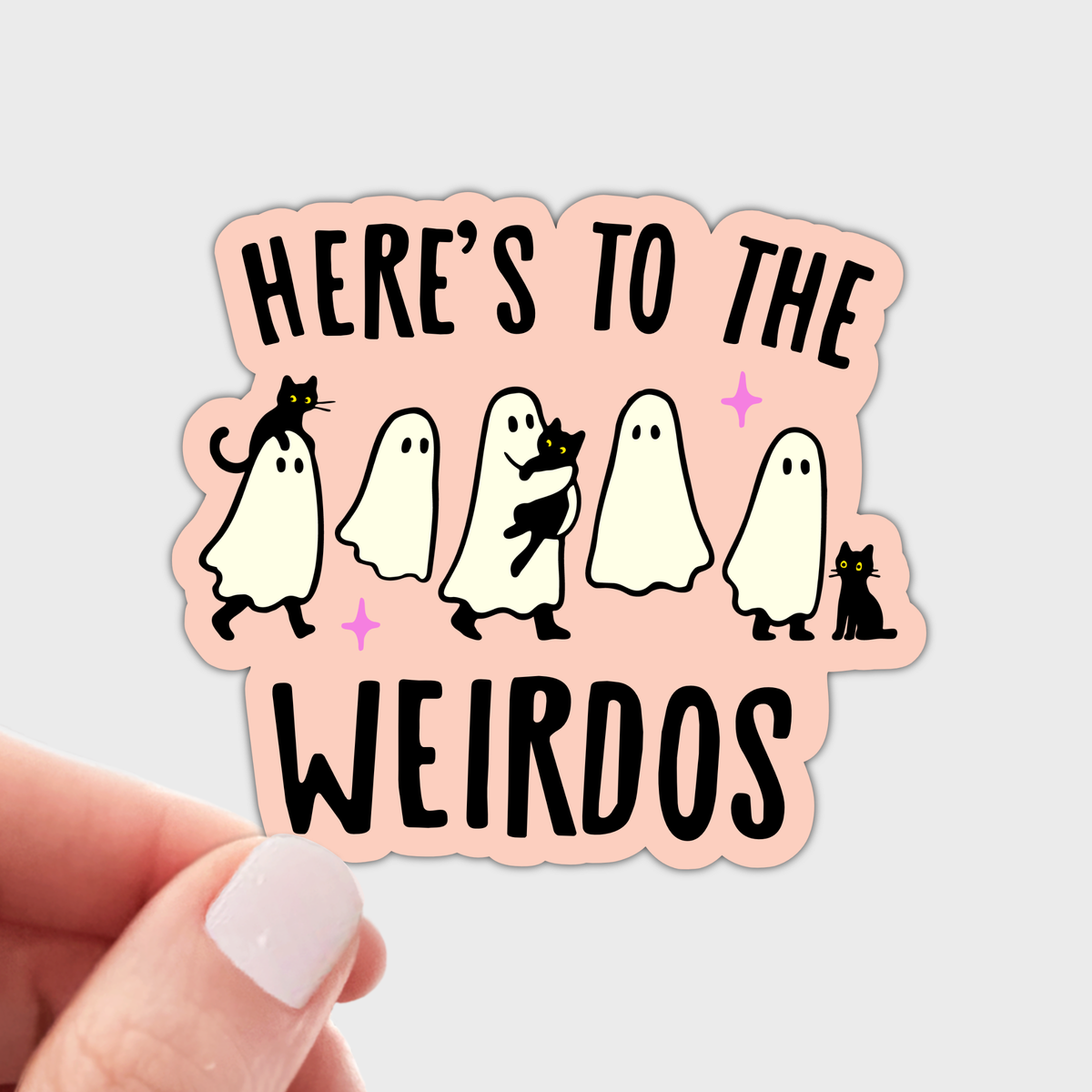 Here's to the Weirdos Sticker - fall, halloween, cat, ghost