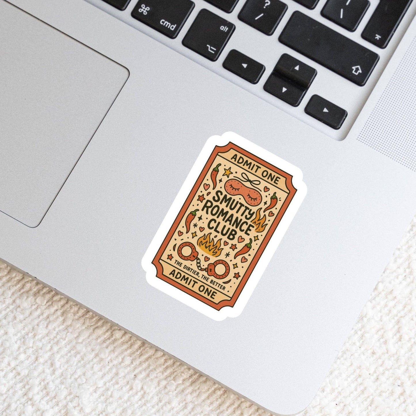 Smutty Romance Ticket Book Reader Sticker – 3" Waterproof Bookish Sticker with Holo Overlay – Reader Gift, Book Lover, Bookstore Merch